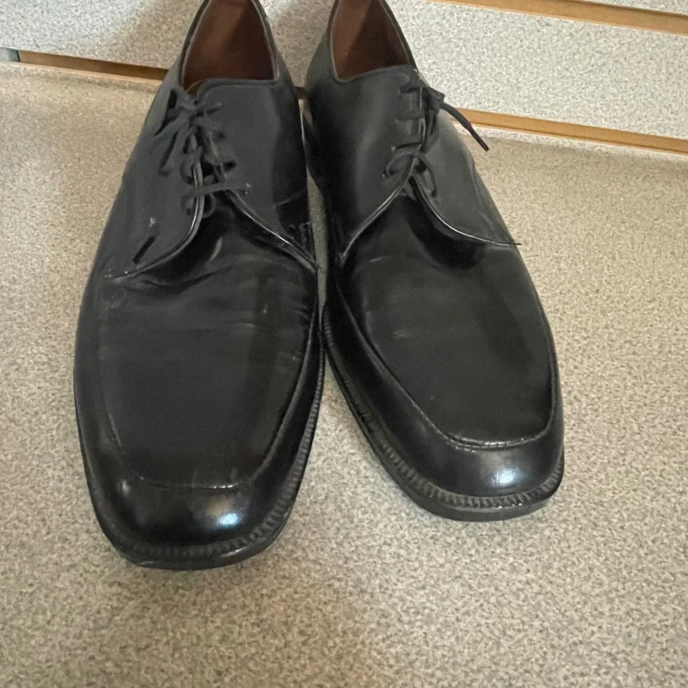 VTG Emblem‎ Mens Black Leather Apron Toe Derby Dress Shoes Steel Shank Support